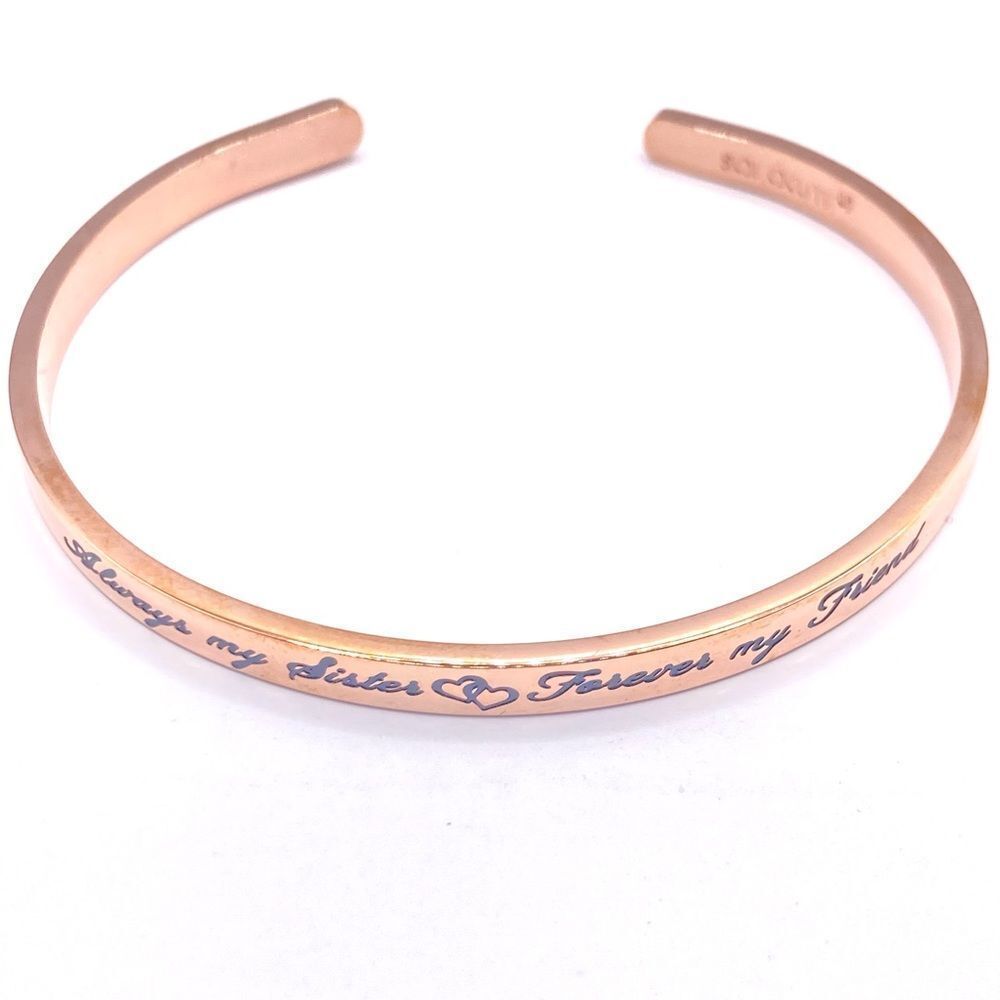 Rose Gold Engraved Sister Cuff Bracelet